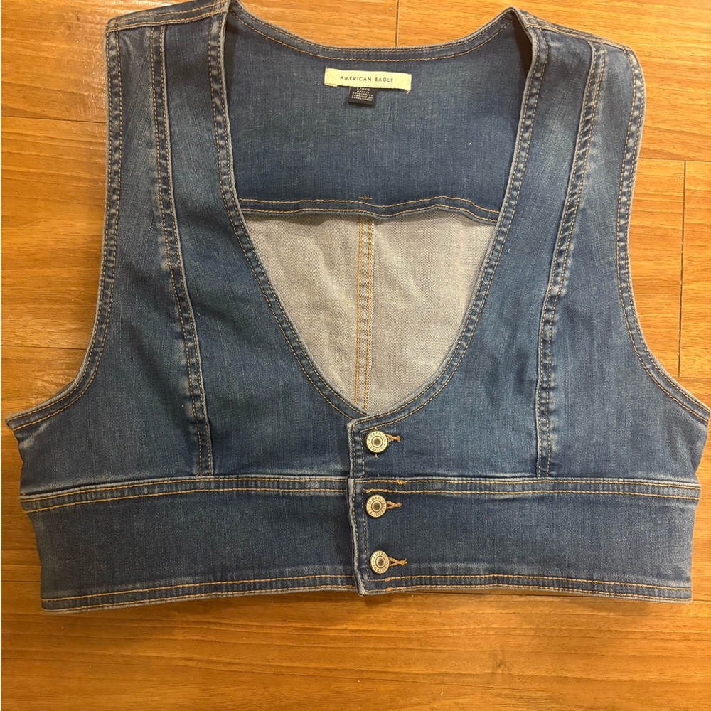 American Eagle Outfitters Dark Blue Denim Crop Top